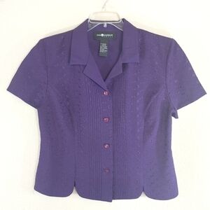 Sag Harbor Women's Short Sleeve Purple Buttoned Blouse Top Sze 12
